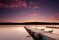 pink sunrise, pier, lake, morning, nature, st-ferdinand, quebec, canada wallpaper