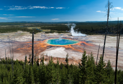 the grand prismatic spring, nature, yellowstone national park, usa, midway geyser basin, wyoming, usa wallpaper
