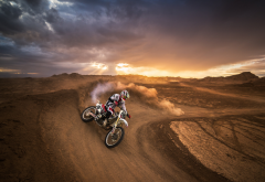 motocross, sunset, desert, motorcycle, motorbike wallpaper