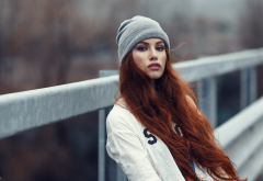 redhead, long hairs, hat, women wallpaper