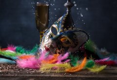 venetian mask, festival, mask, feathers, drink wallpaper