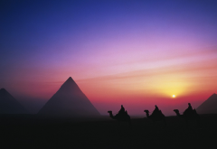 pyramids of giza, pyramid, sunset, desert, nature, landscape, monument, monuments, egypt wallpaper