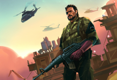 big boss, metal gear solid 5, video games, helicopter wallpaper