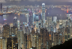 hong kong, skyscrapers, night, city wallpaper