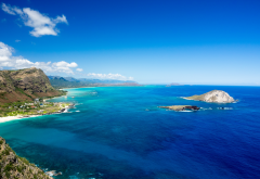 hawaii, oahu, island, shore, beach, horizon, ocean, nature wallpaper