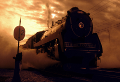 train, vintage, steam locomotive, clouds wallpaper