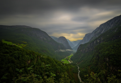 landscape, nature, mountains, river, forest, clouds, canyon, summer, valley wallpaper