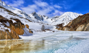 river, ice, mountains, snow, winter, white Irkut, river, constitution peak, baikal, russia wallpaper