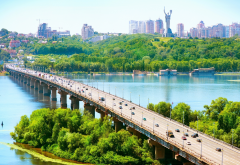 kiev, ukraine, summer, dnepr, river, bridge, city wallpaper