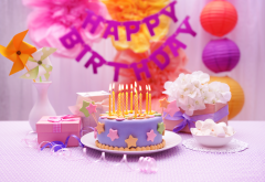 happy birthday, decorations, cake, candles, birthday, holidays wallpaper