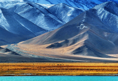 Pamir, Tajikistan, nature, landscape, mountain, snow, water, lake, snowy peak, field, hill wallpaper