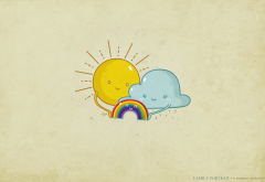 Sun, rainbows, clouds wallpaper