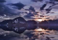 bled lake, slovenia, morning, house, reflection, nature wallpaper