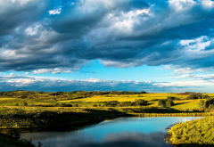 turner valley, alberta, canada, landscape, field, meadow, clouds, nature wallpaper