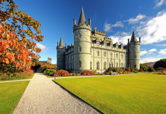 inveraray castle, argyll, park, castle, autumn, grass,  wallpaper