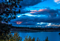june lake, california, usa, night, clouds, nature, landscape, lake wallpaper