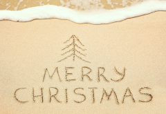 merry christmas, holidays, beach, sand wallpaper