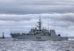 hmcs saskatoon, ship, battleship, destroyer, military, navy, sea, clouds, royal canadian navy wallpaper