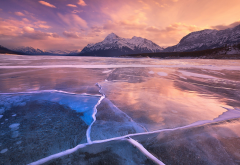 abraham lake, alberta, canada, nature, ice, winter, sunset wallpaper