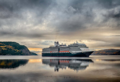 ms eurodam, ship, cruise ship, reflection, clouds, nature, water, holland america line, canada wallpaper