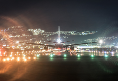 boeing 777, aircraft, boeing, night, passenger plane, aviation, aircraft, runway wallpaper