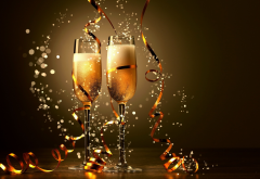 new year, glasses with champagne, champagne, christmas wallpaper