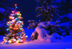 new year, winter, snow, decorated, christmas tree, holidays wallpaper