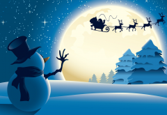 new year, santa, reindeer, snowman, stars, night, christmas, holidays wallpaper