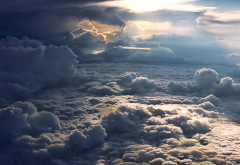 landscape, nature, sky, clouds, aerial view, sun rays, infinity wallpaper