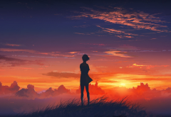 anime, sunset, sunrise wallpaper