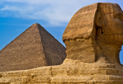 egypt, sphinx statue, pyramid, sand, desert, architecture, desert wallpaper