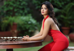 catherine tresa, actress, bollywood, indian, red dress, brunette wallpaper