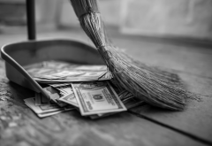 money, garbage, shovel, broom wallpaper