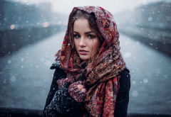 girl, brunette, model, snow, winter, russian, women wallpaper