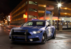 ford mustang, notchback design, police, cars, street, night, city wallpaper