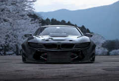 bmw i8, tuning, spring, flowers, blossoms, cars, bmw wallpaper