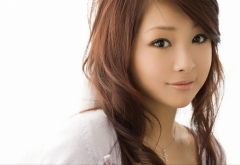Asian, Sora Aoi, white background, face, brunette wallpaper