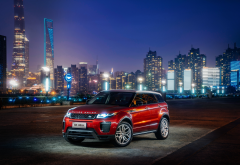 2017 range rover evoque, land rover, cars, city, evening, shanghai, china wallpaper