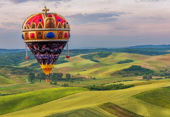 hot air balloon, nature, landscape, flight, hills, balloon wallpaper