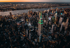cityscape, lights, evening, usa, skyscrapers, new york wallpaper