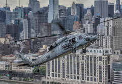 helicopters, military aircraft, aircraft, blackhawk, Sikorsky UH-60 Black Hawk, city, cityscape, sky wallpaper