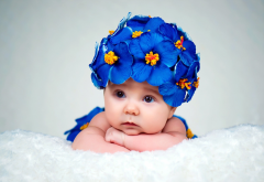child, baby, girl, baby, hat, flowers wallpaper