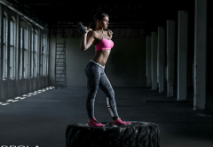 crossfit, women, sport, fitness model, pink bra, sport bra wallpaper
