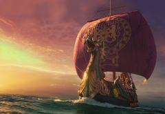 sailboat, sea, dragon, boat, ship, the chronicles of narnia: the voyage of the dawn treader, movies wallpaper