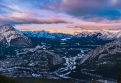 sulphur mountain, winter, national park, canada, mountains, nature wallpaper