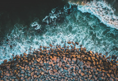 sea, waves, nature, rocks, coastline wallpaper