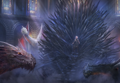 fantasy art, Game of Thrones, Daenerys Targaryen, Iron Throne wallpaper