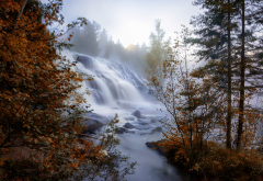 nature, fall, water, waterfall, trees, autumn wallpaper