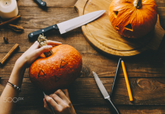 halloween, pumpkin, holidays, knife wallpaper