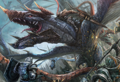 fantasy art, dragon, knights, Monster Hunter wallpaper